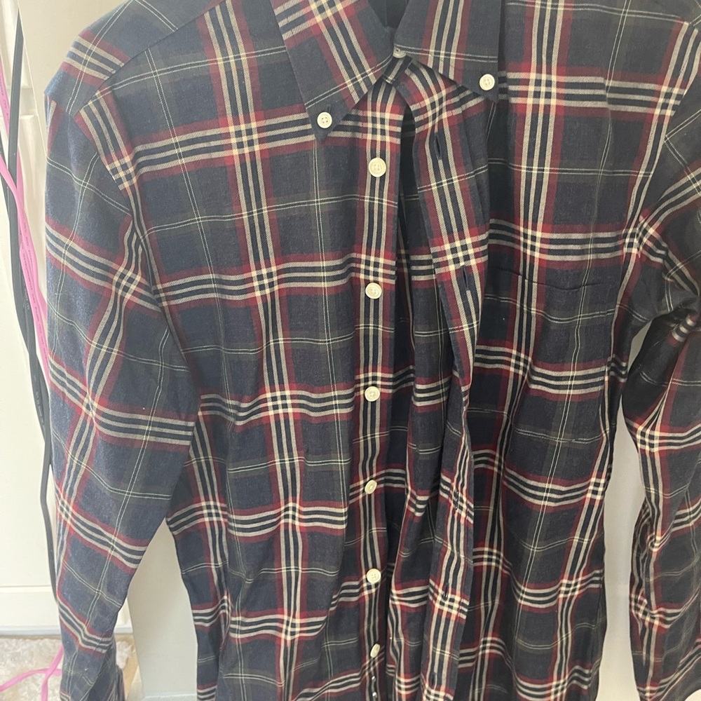 Brooks Brothers S Regent Non-Iron Supima Cotton Twill Shirt Navy Plaid